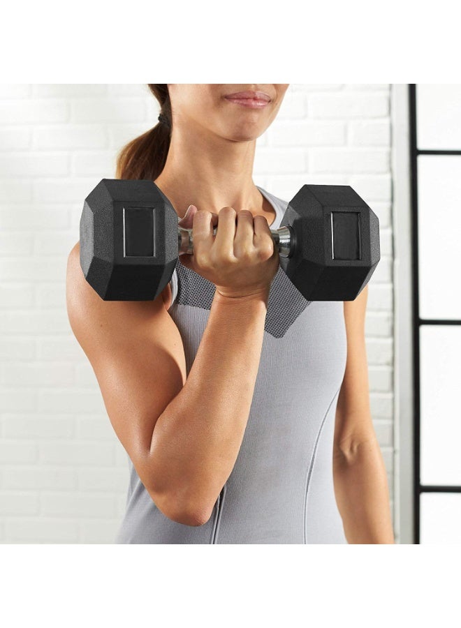 Dumbbells, Hexa Dumbbells, Rubber Dumbbell Set, Hex Dumbbell Heavy Weights Barbell Matal Handles for Strength Training Home Gym Exercise Equipment (Pack of 2) (5 Kg Pair (10Kg)), Black - Image 4